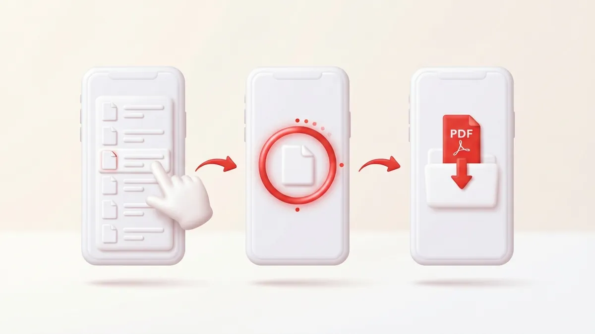 Các bước chọn file Word và tải file PDF về trên điện thoại