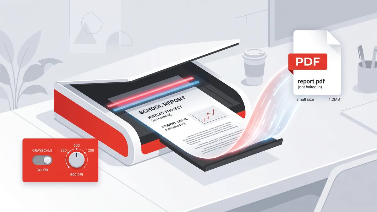 Scan học bạ lớp 10 đúng chế độ giúp file PDF nhẹ và rõ chữ